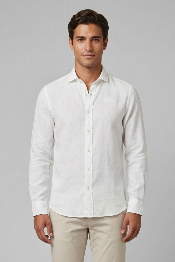 Roy Roger's camicia in lino Pierce RRU431P4220569 [00a4bff4]