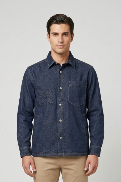 John Richmond overshirt in denim di cotone Seitenga ump26218caog — 805219040078327_1