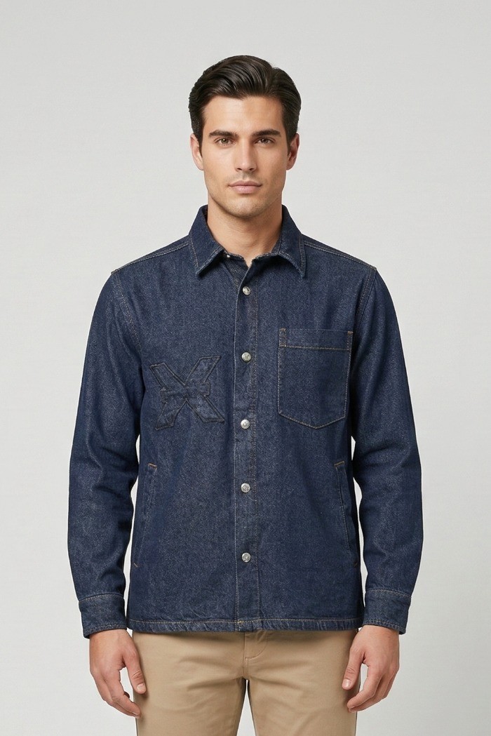 John Richmond overshirt in denim di cotone Seitenga ump26218caog [0b336290]