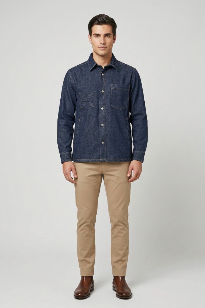 John Richmond overshirt in denim di cotone Seitenga ump26218caog [6508e099]