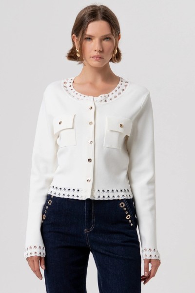 Fracomina cardigan regular con inserti in pizzo fr26st8010k52401 — 805219040077933_2