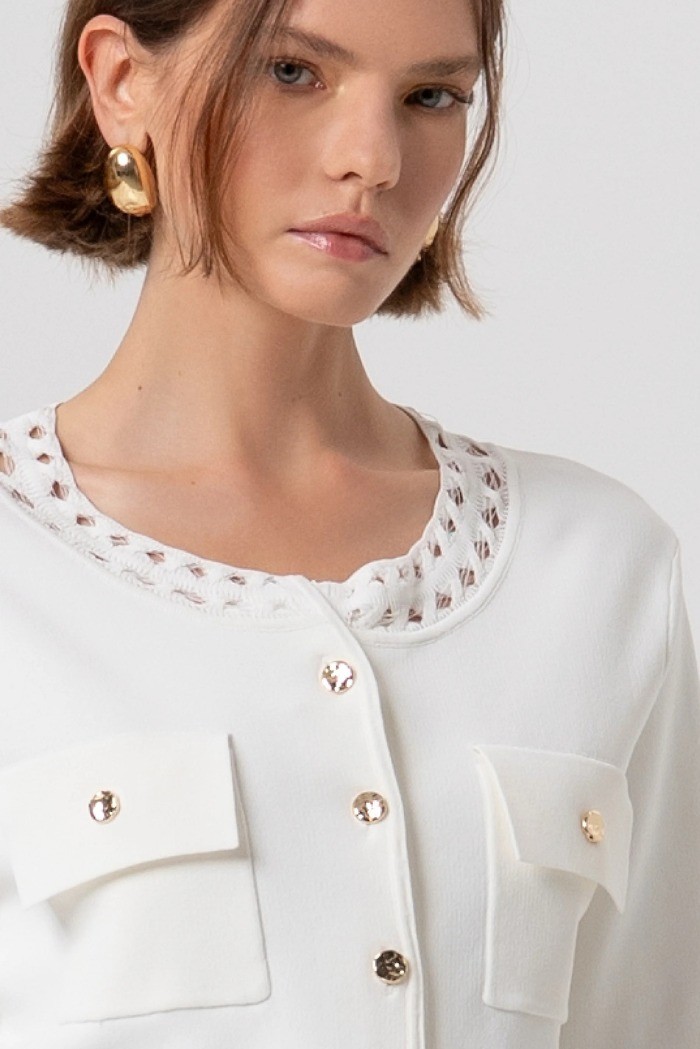 Fracomina cardigan regular con inserti in pizzo fr26st8010k52401 [b8cedcb9]