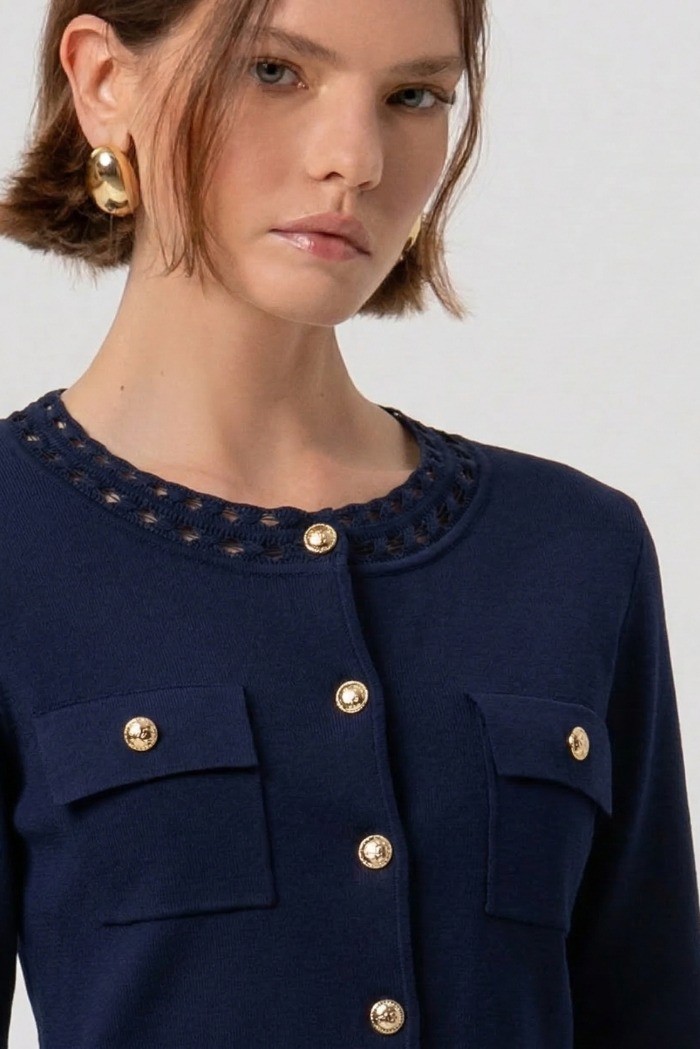 Fracomina cardigan regular con inserti in pizzo fr26st8010k52401 [55132d72]