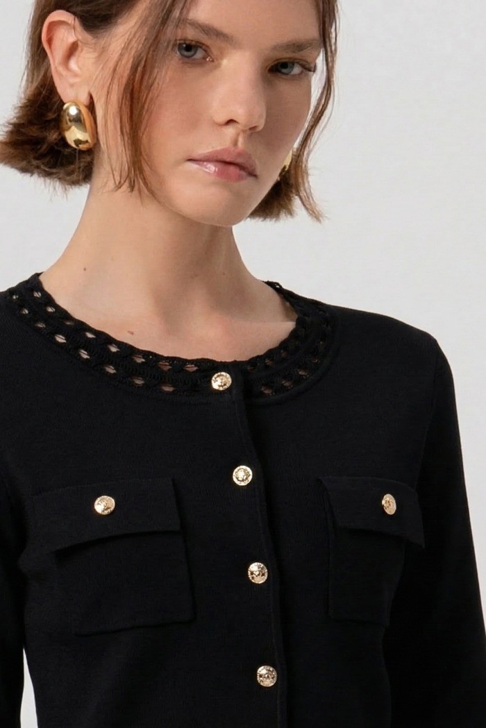 Fracomina cardigan regular con inserti in pizzo fr26st8010k52401 [e50f2ff8]