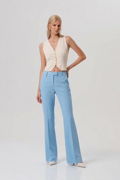 Fracomina pantaloni sartoriali flare con dettaglio logo metallico fr26sva004w42901 — 805219040077930_1