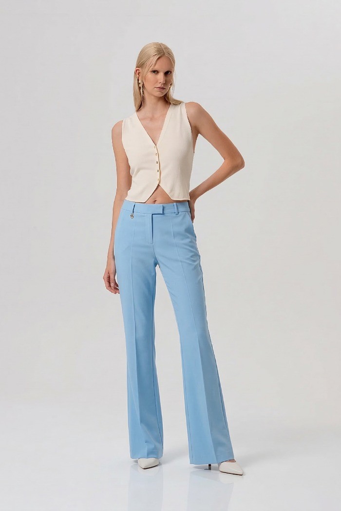 Fracomina pantaloni sartoriali flare con dettaglio logo metallico fr26sva004w42901 [0c706681]