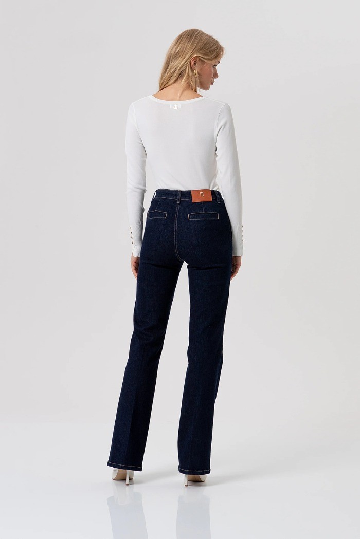 Fracomina jeans flare wide leg in denim con lavaggio raw fr26sv2009d46493 [b64239c8]