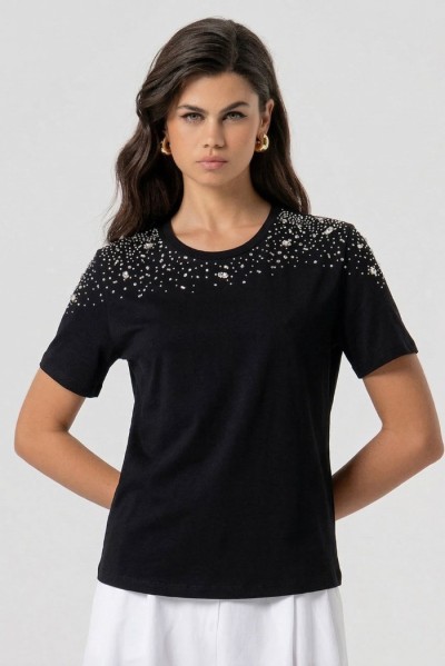 Fracomina t-shirt regular in jersey con applicazioni gioiello fs26st3005j401j9 — 805219040078006_2