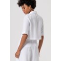 Fracomina camicia cropped in cotone con strass fs26st6013w62201 [9fba7983]