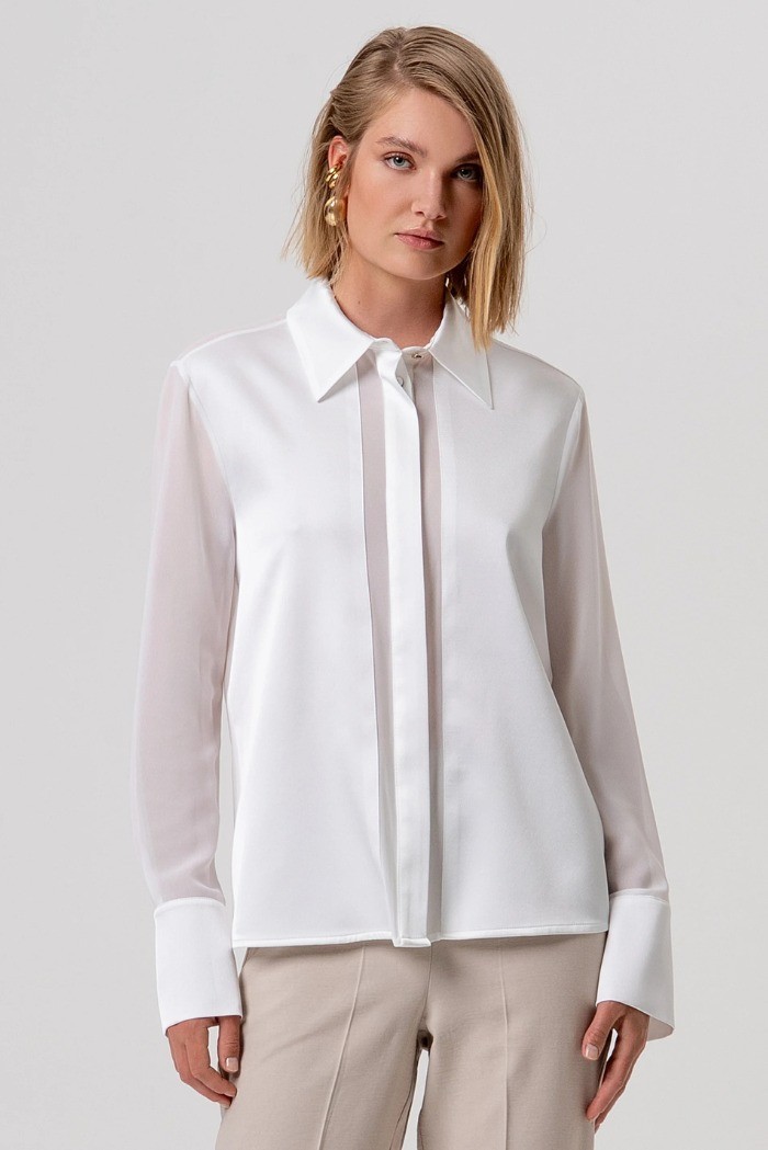 Fracomina camicia regular in mix di tessuti fy26st6041w41201 [ff4f985c]