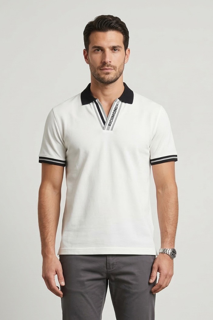 John Richmond polo in piquet di cotone Moyim ump26013po [e73bb75a]