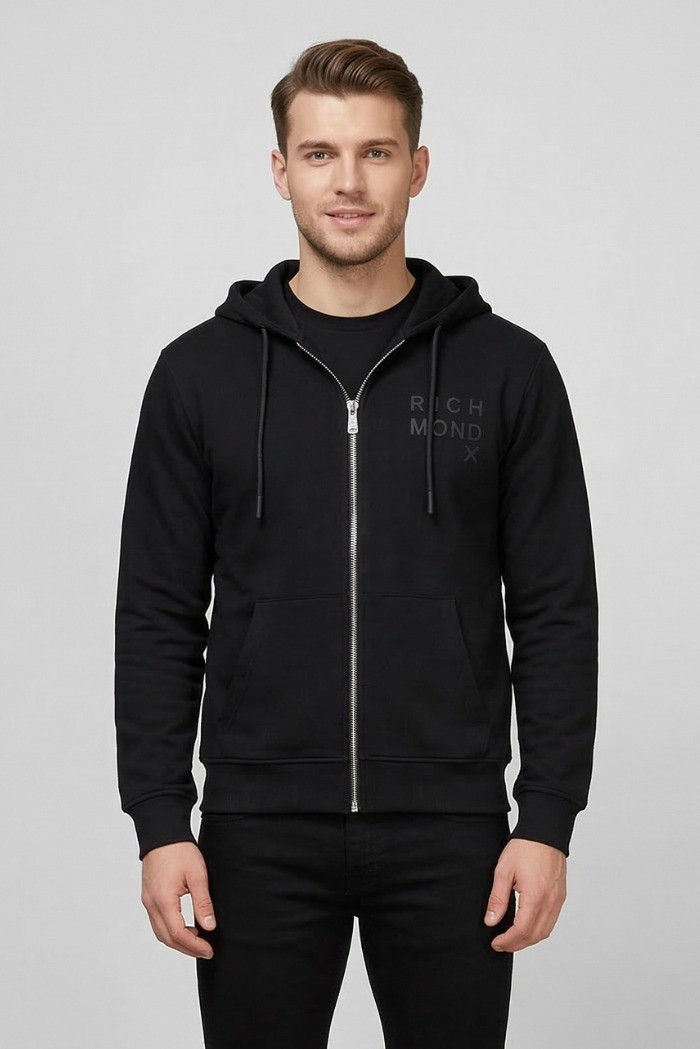 John Richmond felpa cappuccio in cotone Sentane ump26034fe [0039747c]