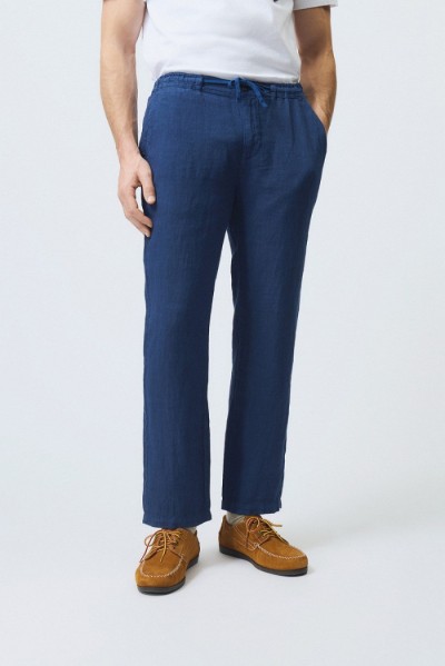 Roy Roger's pantalone chino in lino Portofino rru90301p4230569 — 805219040078650_1