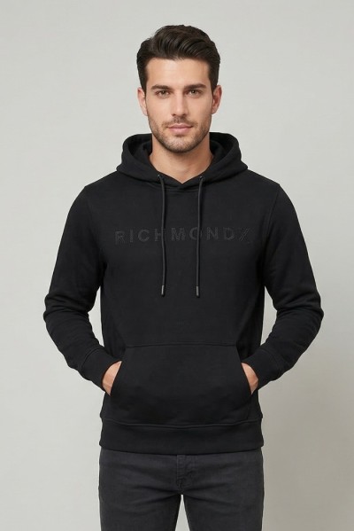 John Richmond felpa con cappuccio in misto cotone Kery ump26341fe [b918bbab]