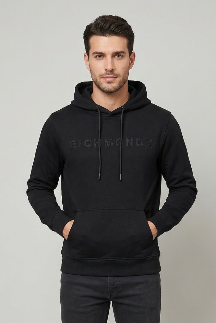John Richmond felpa con cappuccio in misto cotone Kery ump26341fe [b918bbab]