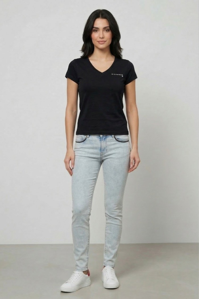 John Richmond t-shirt scollo a V Trocie uwp26002ts [7f6aa13a]