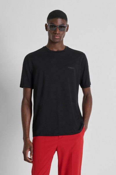 Antony Morato t-shirt regular fit in lycra con logo gommato mmks02618-fa100259 [4853dae4]