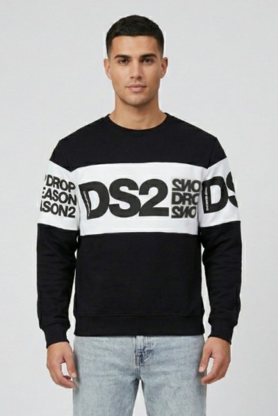 Drop Season 2 felpa girocollo in cotone con inserti logati SS26212 — 805219040078738_1