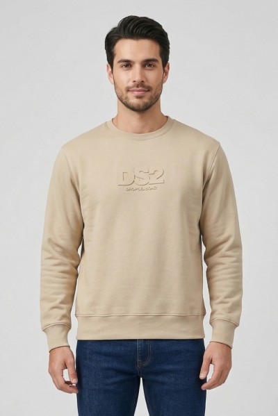 Drop Season 2 felpa girocollo in cotone con logo in rilievo SS26204 [c7bf8489]
