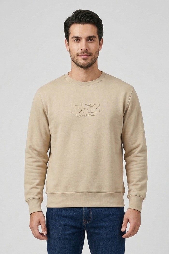 Drop Season 2 felpa girocollo in cotone con logo in rilievo SS26204 [c7bf8489]