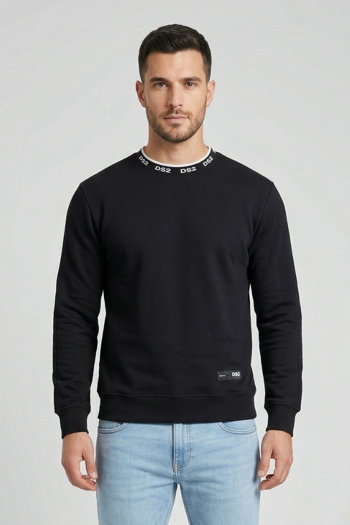 Drop Season 2 felpa girocollo in cotone con logo sul colletto SS26303 [407ce321]