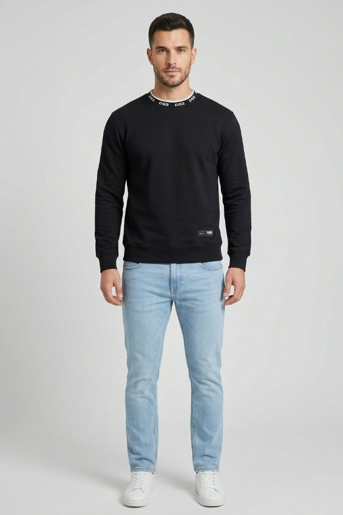 Drop Season 2 felpa girocollo in cotone con logo sul colletto SS26303 [2e476128]