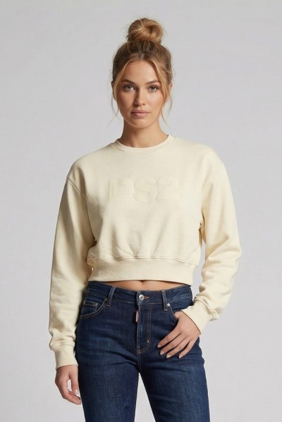 Drop Season 2 felpa girocollo cropped in cotone SS26W512 — 805219040078750_1