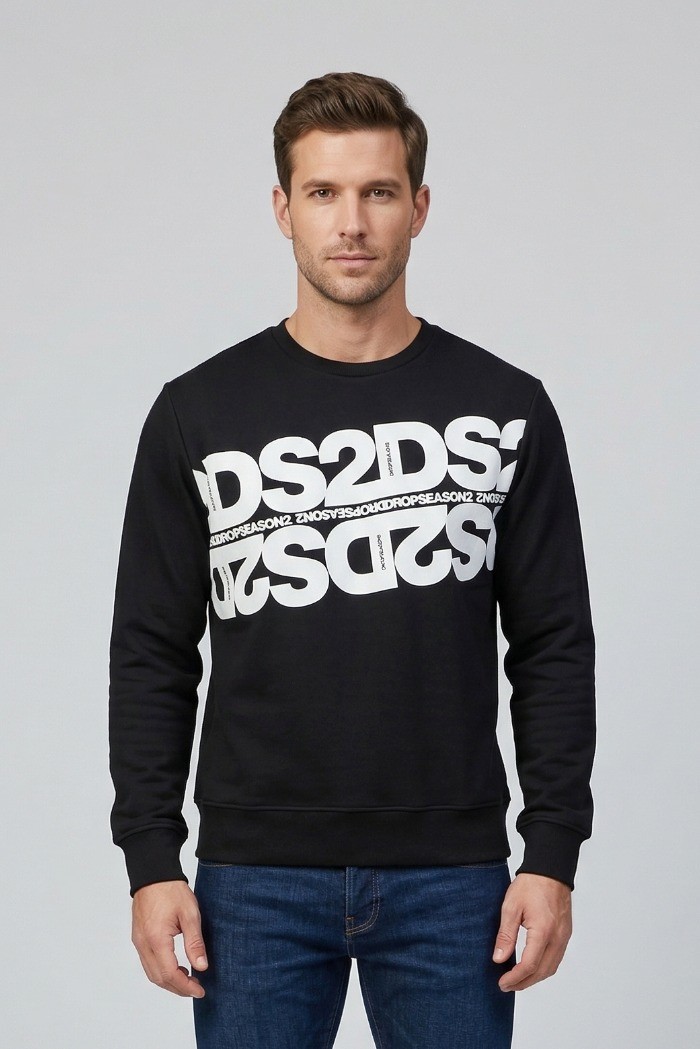 Drop Season 2 felpa girocollo in cotone con maxi stampa logo SS26256 [29199c75]