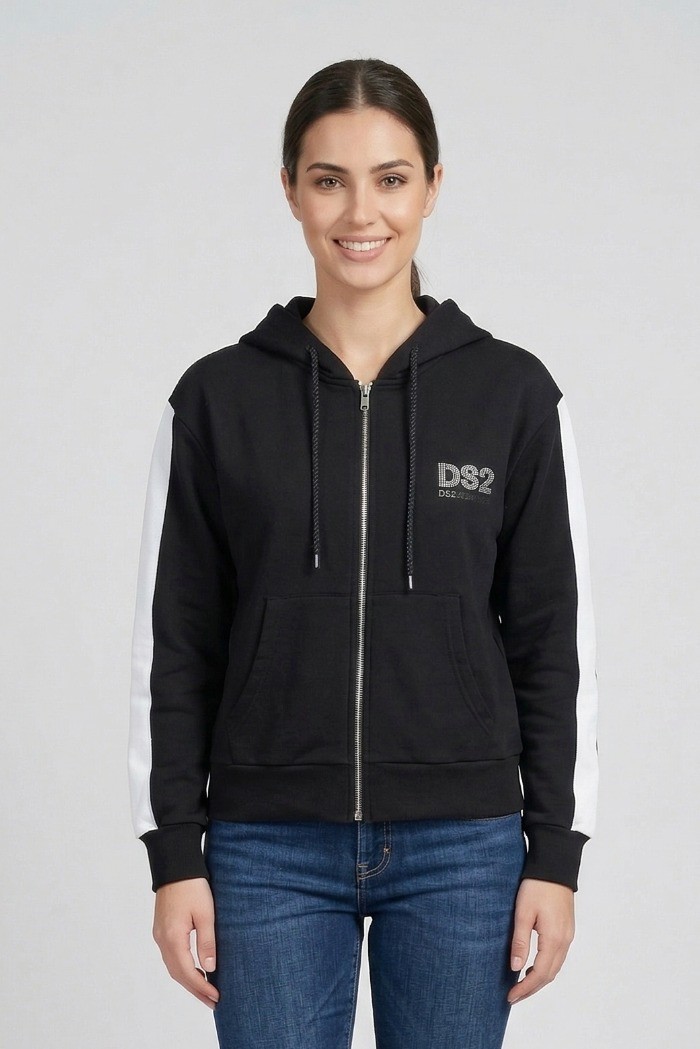Drop Season 2 felpa in cotone con cappuccio e logo strass SS26W524 [5114b46e]