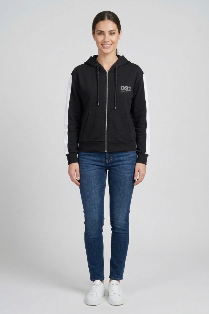 Drop Season 2 felpa in cotone con cappuccio e logo strass SS26W524 [3f2f3667]