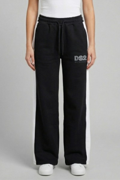 Drop Season 2 pantapalazzo in felpa in cotone con logo strass SS26W525 [f95d2cf6]