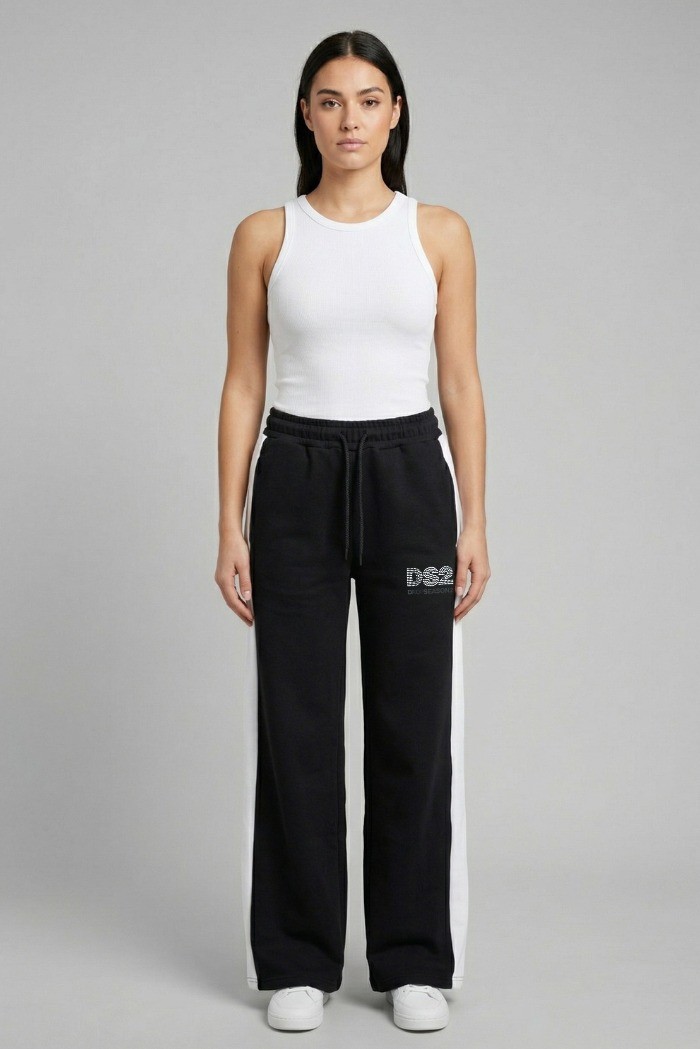 Drop Season 2 pantapalazzo in felpa in cotone con logo strass SS26W525 [9766aeff]
