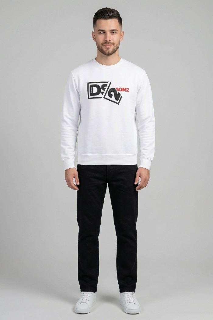 Drop Season 2 felpa girocollo in cotone con logo in rilievo SS26238 [c4693e68]
