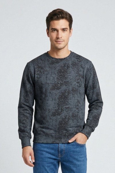 Drop Season 2 felpa girocollo in cotone effetto stone wash SS26201 [0a8e95fe]