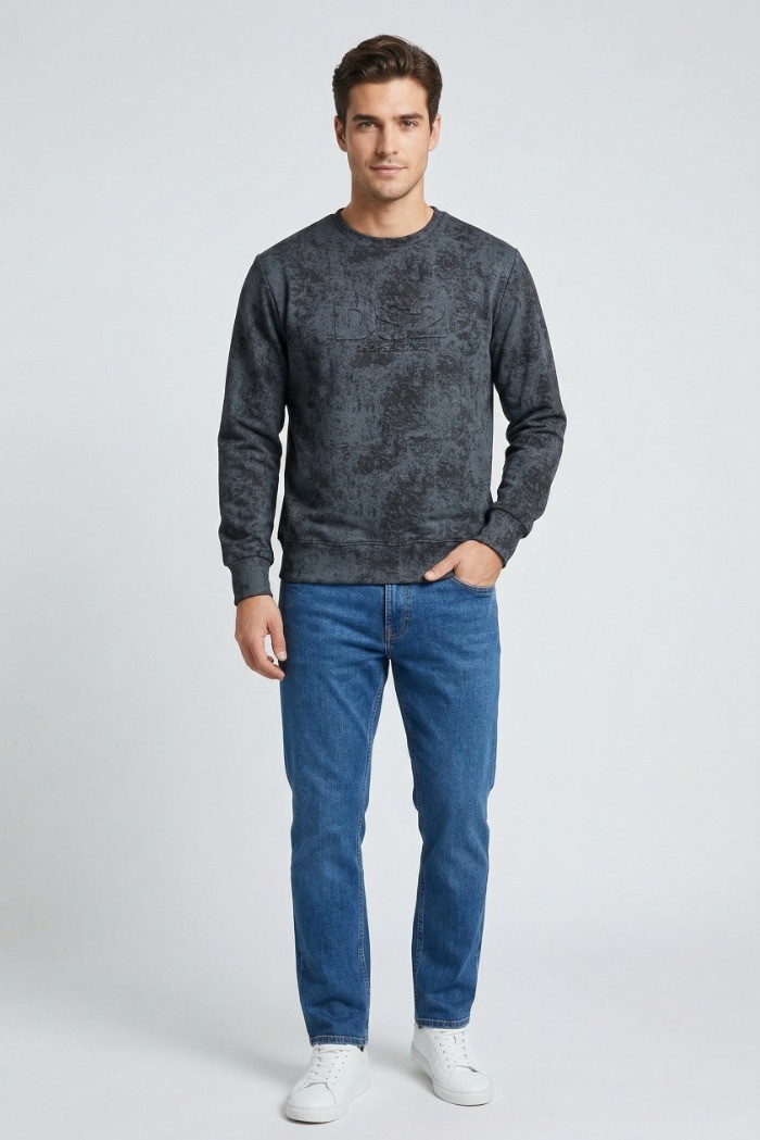 Drop Season 2 felpa girocollo in cotone effetto stone wash SS26201 [64b517f7]