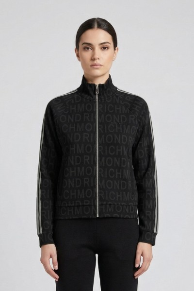 John Richmond felpa a zip con ripetizione logo Alkamar UWP26025FE — 805219040078679_1