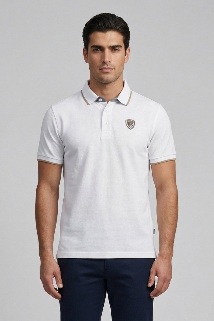 Blauer polo con profilo in contrasto Damon 26sblut02288-007479 [00fb4fe3]