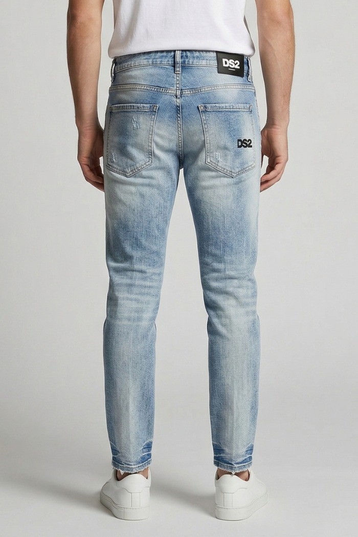 Drop Season 2 jeans in denim di cotone con rotture SS26D02 [f4348d11]