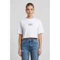 Drop Season 2 t-shirt cropped in cotone con logo strass SS26W526 [b498b67b]