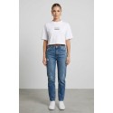 Drop Season 2 t-shirt cropped in cotone con logo strass SS26W526 [daa33472]
