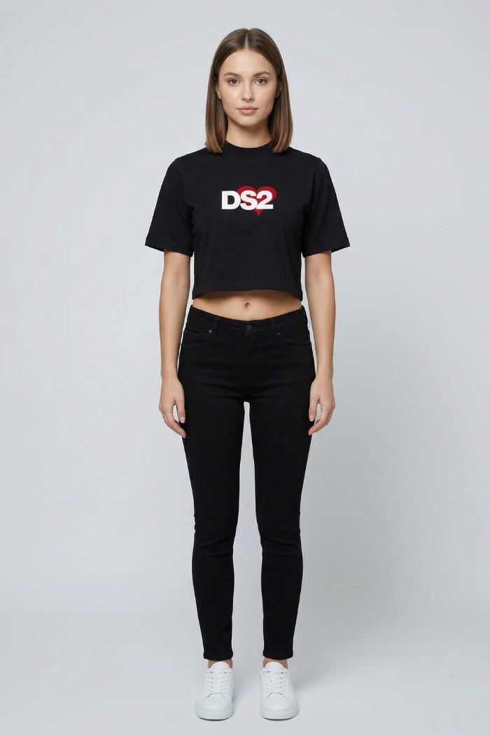 Drop Season 2 t-shirt cropped in cotone SS26W564 [69990489]