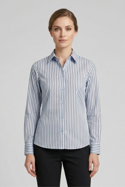 PDK camicia rigata in misto cotone stretch 056964 — 805219040078819_1
