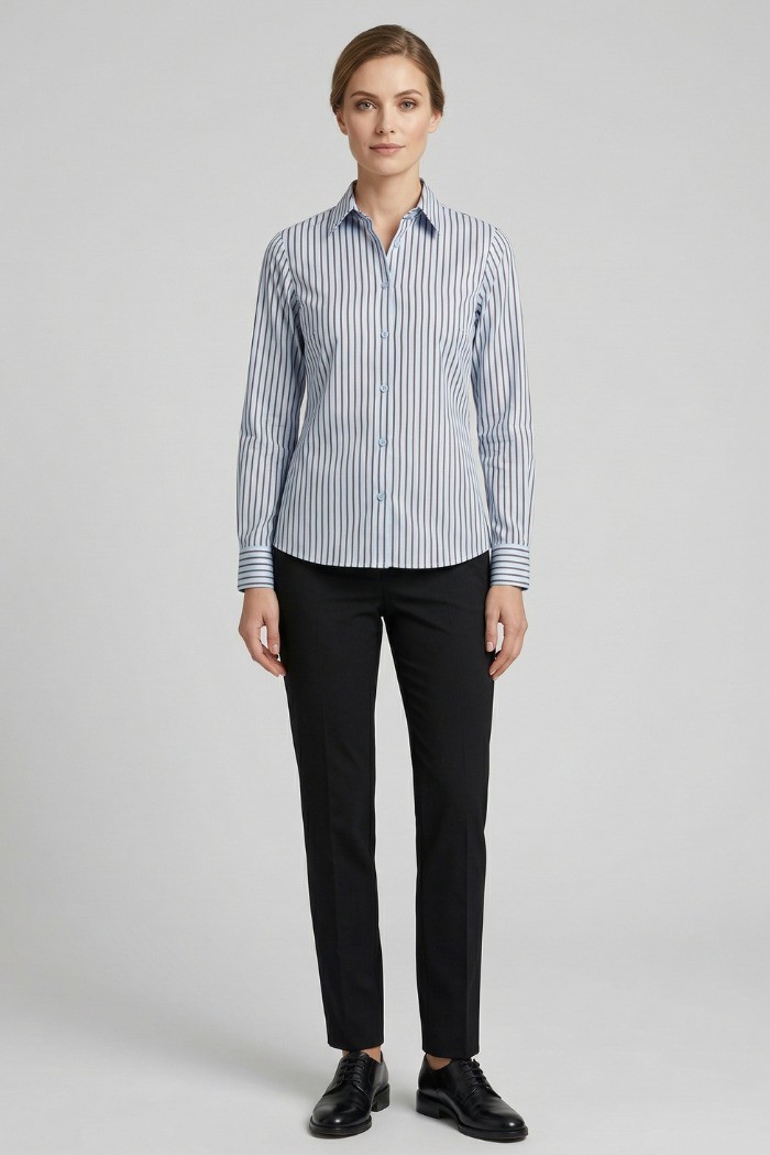 PDK camicia rigata in misto cotone stretch 056964 [ba029f64]