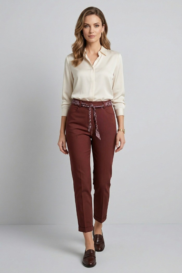 PDK pantalone in cotone stretch con fusciacca 057023 [a9e48600]