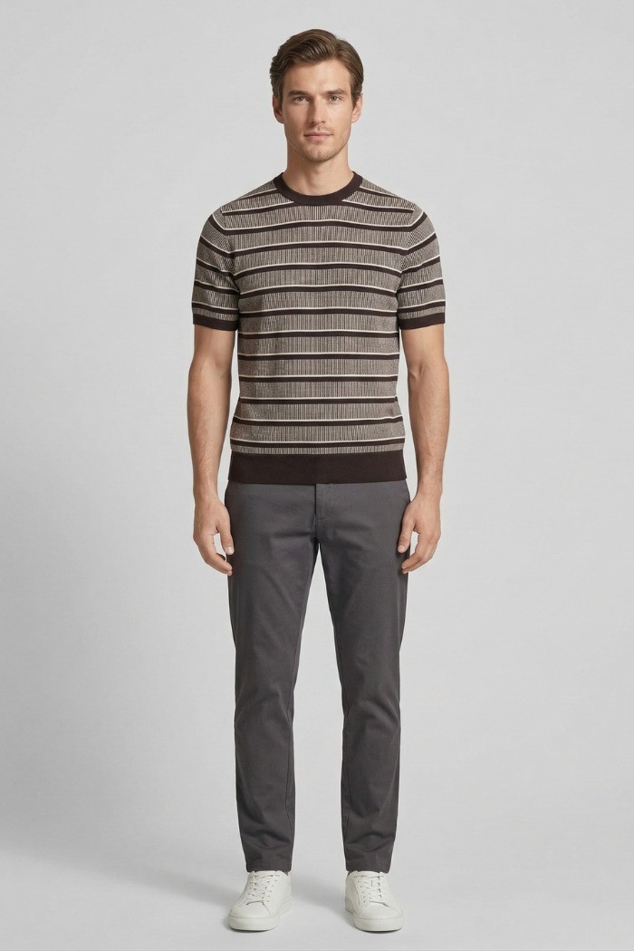 Markup maglia mezza manica in cotone punto bicolor MK1900033 [835d705e]