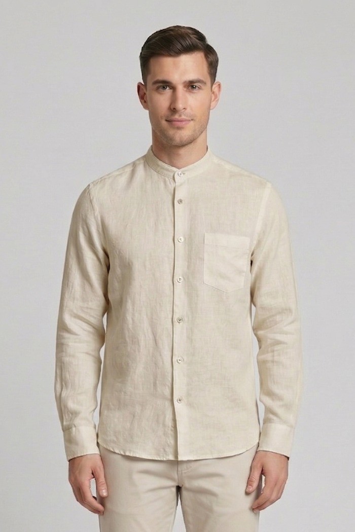 Urban Ring camicia coreana in misto lino e cotone UR1130002 [9d749460]