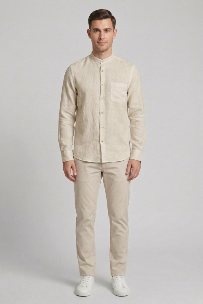 Urban Ring camicia coreana in misto lino e cotone UR1130002 [f34f1669]