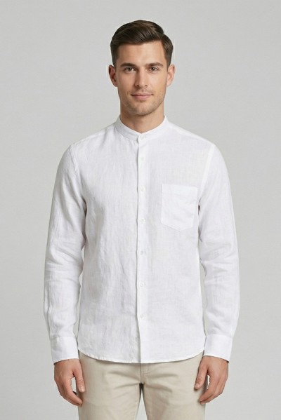 Urban Ring camicia coreana in misto lino e cotone UR1130002 [b9a23369]