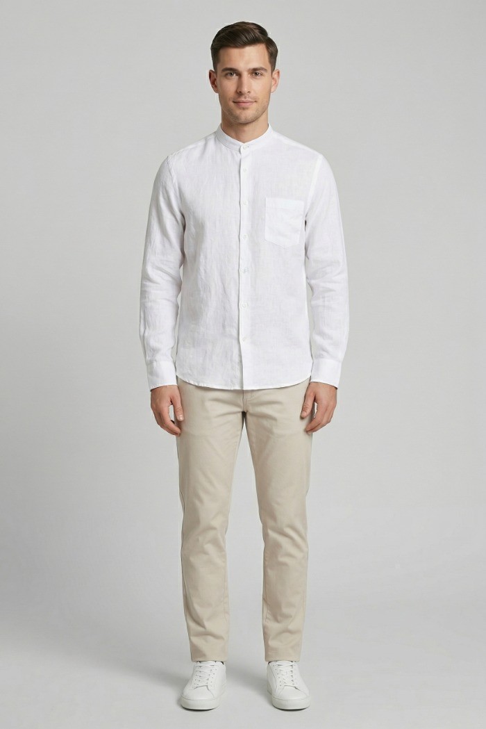Urban Ring camicia coreana in misto lino e cotone UR1130002 [d799b160]