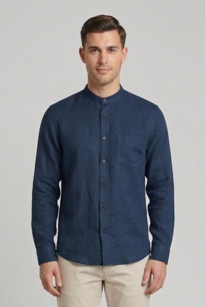 Urban Ring camicia coreana in misto lino e cotone UR1130002 [22bc896f]